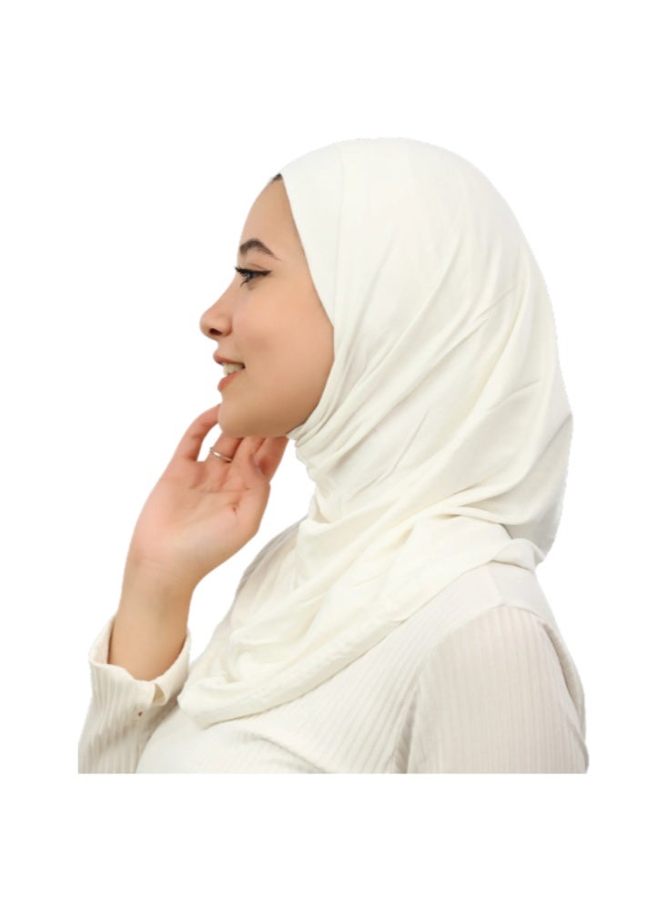 Piece Syrian Hijab Set (Open-Ended Bandana + Slip-on Khimar) - Premium Cotton Lycra - Multi-Colors - Image 2